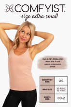 Load image into Gallery viewer, Size extra small model wearing Mellow Rose COMFYIST camisole top with measurements and size chart - COMFYIST CAMI