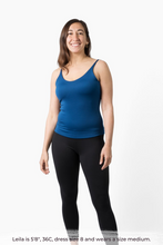 Load image into Gallery viewer, Size medium model wearing Nightfall Blue COMFYIST camisole top front view - COMFYIST CAMI