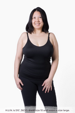 Load image into Gallery viewer, Size large model wearing Black COMFYIST camisole top front view - COMFYIST CAMI
