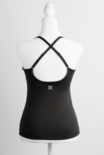 Load image into Gallery viewer, Comfyist Cami - Camisole Top with Sewn-In Bra Cups - Black - Crossback Straps

